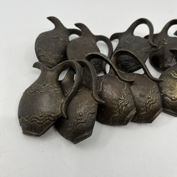 Vtg Solid Brass Distressed Pitcher Ewer Drawer Knobs‎ Pulls Set Of 14 Read 2" - Picture 2 of 13